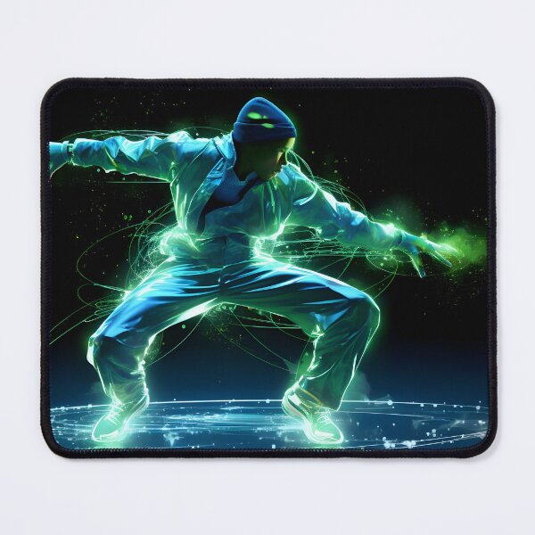 Item preview, Dynamic action painting of a luminous break dancer in the style of neon-infused digitalism designed and sold by AI-Only Creations.