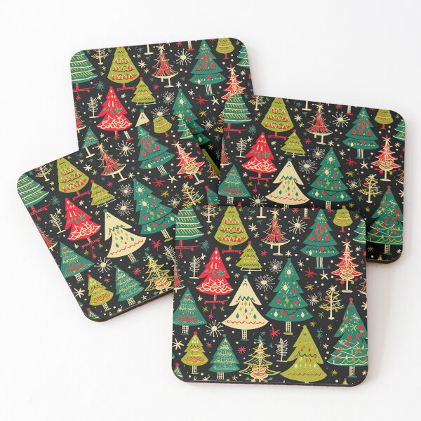 Item preview, Mid Century Retro Green Trees Christmas Pattern designed and sold by ArtMeetsPizza.