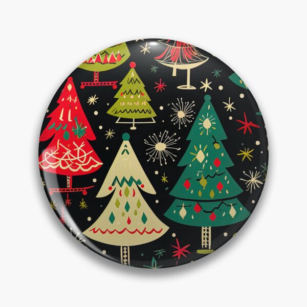 Item preview, Mid Century Retro Green Trees Christmas Pattern designed and sold by ArtMeetsPizza.