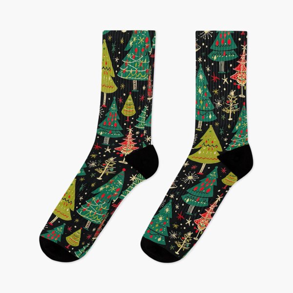 Item preview, Mid Century Retro Green Trees Christmas Pattern designed and sold by ArtMeetsPizza.