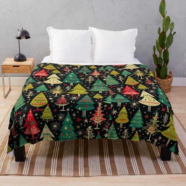 Item preview, Mid Century Retro Green Trees Christmas Pattern designed and sold by ArtMeetsPizza.