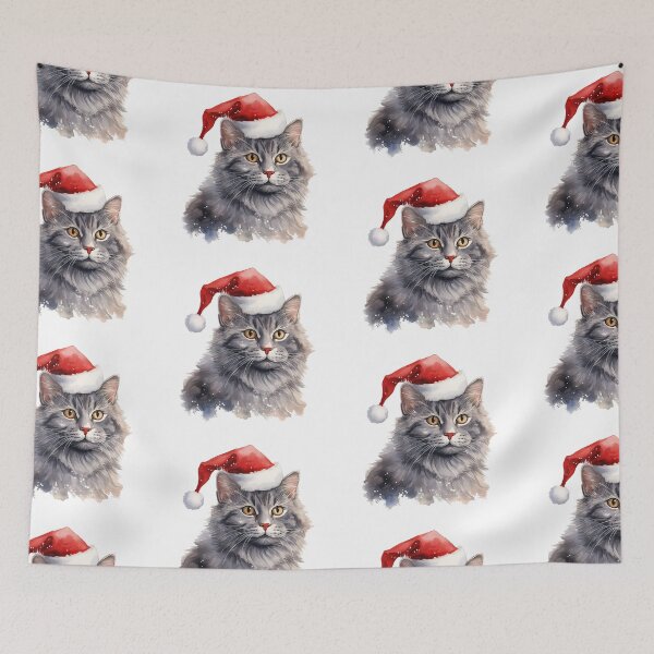 Item preview, Christmas Longhaired Gray Tabby Cat  designed and sold by rmcbuckeye.