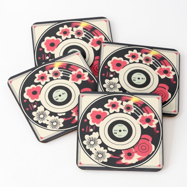 Item preview, Cute Black Pink Vintage Retro Aesthetic Flowers Vinyl designed and sold by musicgeniusart.