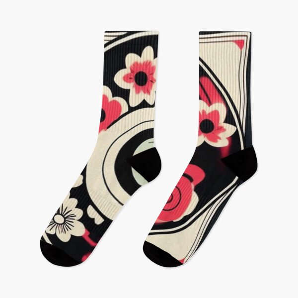 Item preview, Cute Black Pink Vintage Retro Aesthetic Flowers Vinyl designed and sold by musicgeniusart.