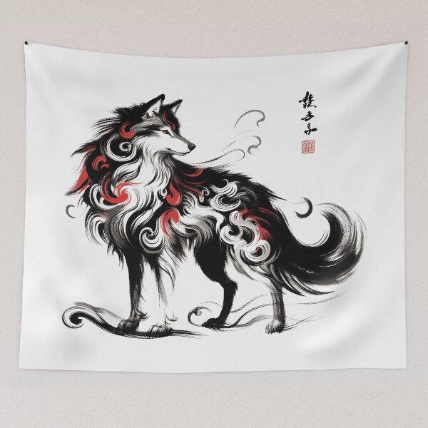 Item preview, Chinese Style Ink Wolf designed and sold by Lukasz Kobylka.