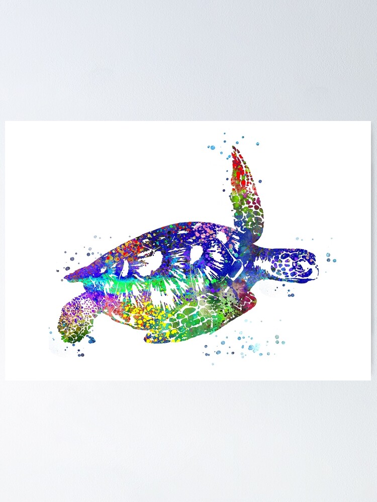 Poster Tortue De Mer Aquarelle Tortue De Mer Par Rosaliartbook Redbubble