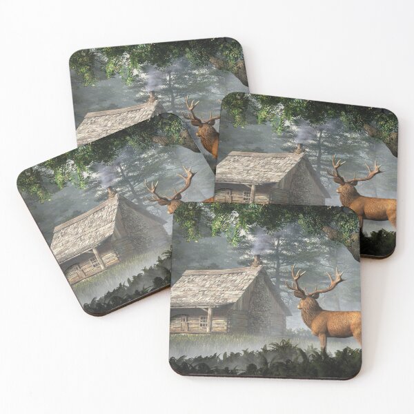 Item preview, The Visitor - Red Deer and Cabin designed and sold by Daniel Eskridge.