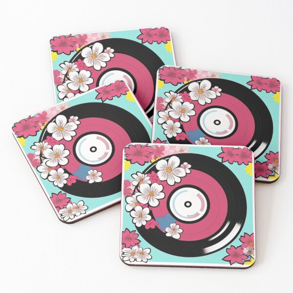 Item preview, Retro Kawaii Aesthetic Pink Sakura Flowers Vintage Vinyl designed and sold by musicgeniusart.