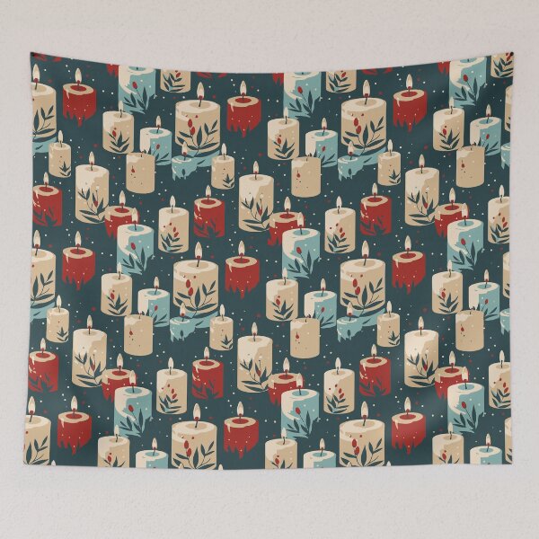 Item preview, Festive Christmas Candles Pattern designed and sold by Blue-Banana.