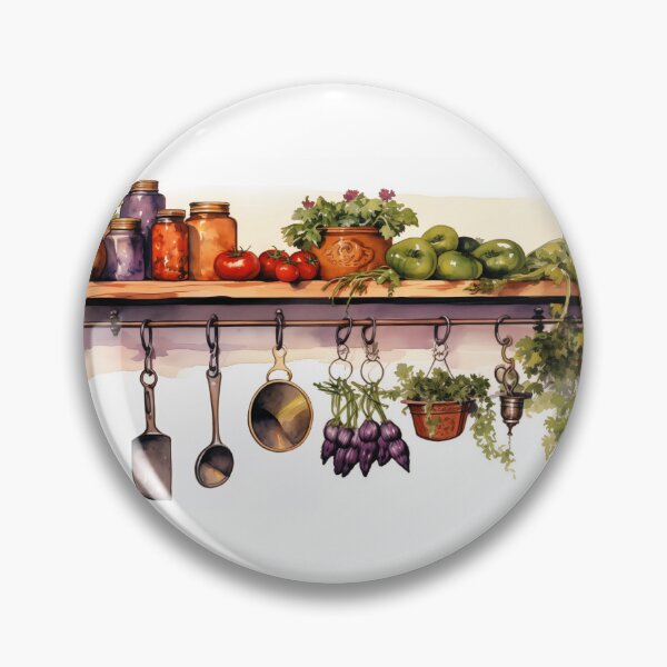 Item preview, Colorful Kitchen shelf with herbs, vegetables, utensils and mason jars  designed and sold by KERaney.