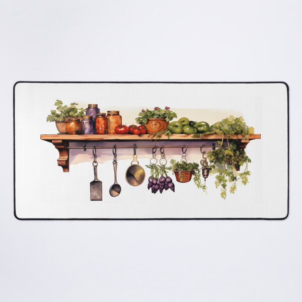 Item preview, Colorful Kitchen shelf with herbs, vegetables, utensils and mason jars  designed and sold by KERaney.