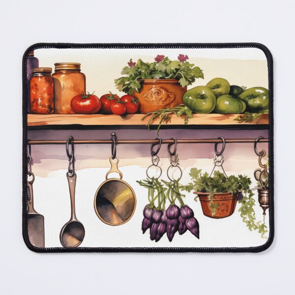 Item preview, Colorful Kitchen shelf with herbs, vegetables, utensils and mason jars  designed and sold by KERaney.