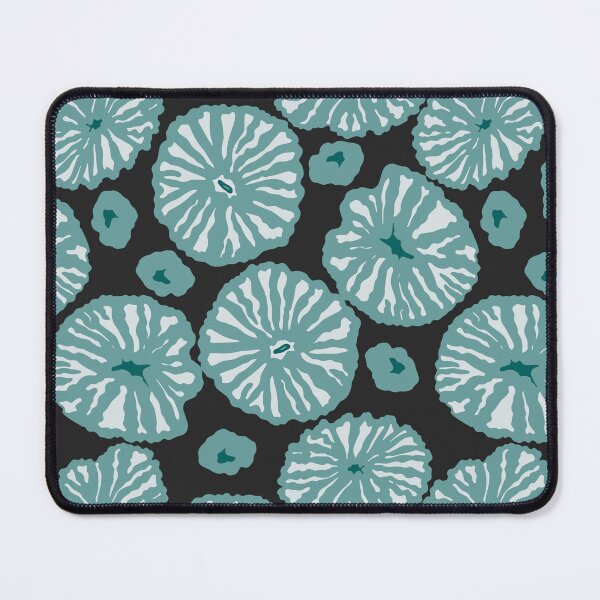 Item preview, Abstract blue mushrooms on black designed and sold by Anne-Leue.