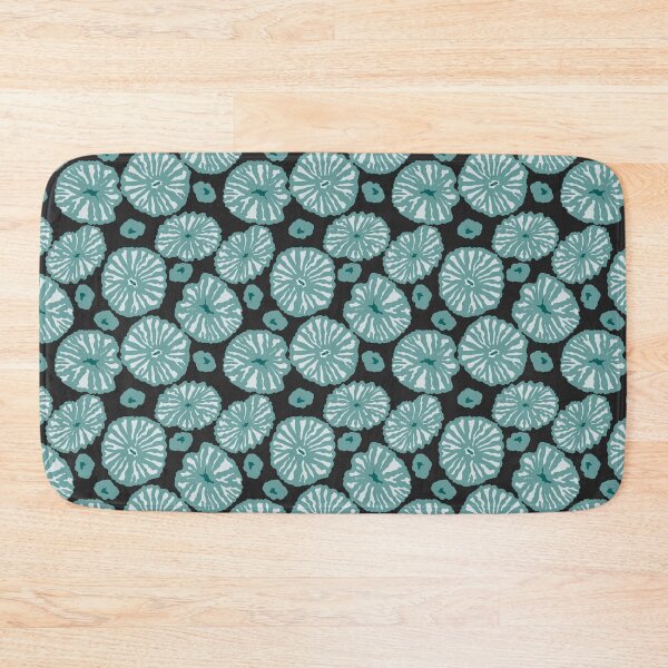 Item preview, Abstract blue mushrooms on black designed and sold by Anne-Leue.