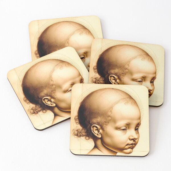 Item preview, Portrait Of A Cute Curly-Haired Baby In The Style Of Leonardo designed and sold by LanaGustavsson.