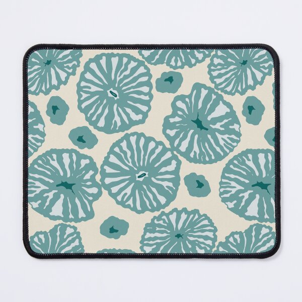 Item preview, Abstract blue mushrooms on panna cotta white designed and sold by Anne-Leue.