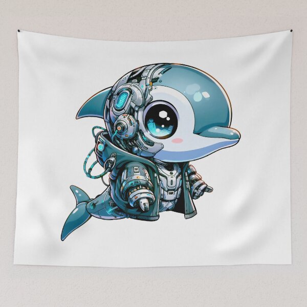 Item preview, Cute Cyberpunk Robot Dolphin! designed and sold by kukamatsu.