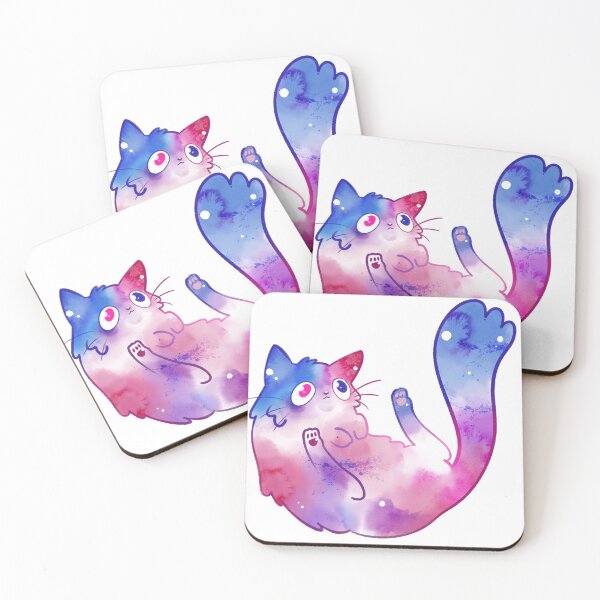 Item preview, Bi watercolor cat designed and sold by RainbowGeekShop.