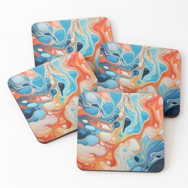 Item preview, Flow Painting Marble Blue & Orange designed and sold by Artful3d.