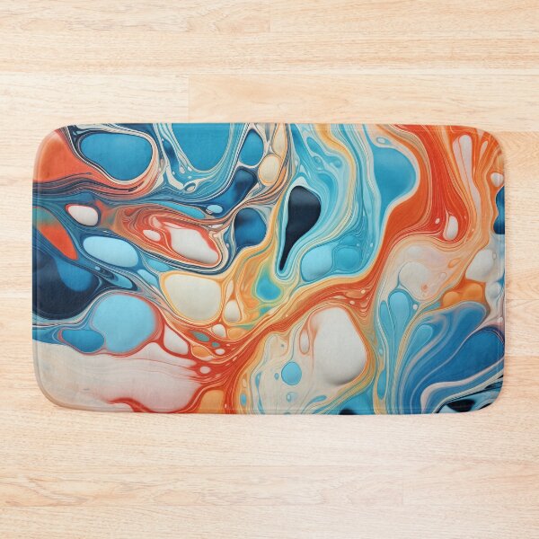 Item preview, Flow Painting Marble Blue & Orange designed and sold by Artful3d.