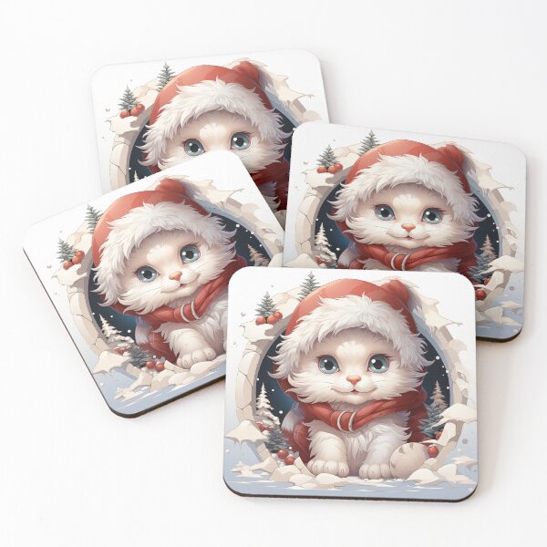 Item preview, Cartoon white santa kitten designed and sold by Gatterwe.