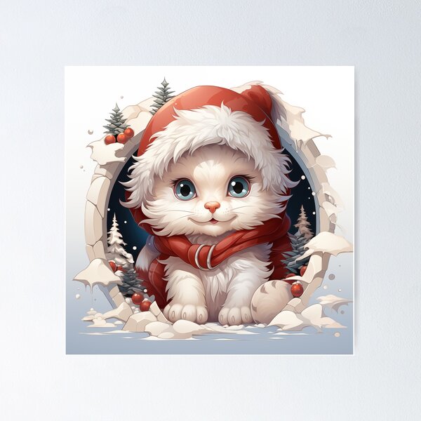 Item preview, Cartoon white santa kitten designed and sold by Gatterwe.