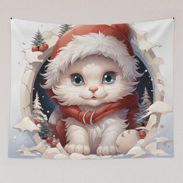 Item preview, Cartoon white santa kitten designed and sold by Gatterwe.