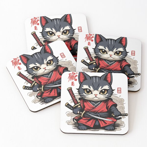 Item preview, vintage japanese samurai ninja cat designed and sold by YolaShopOnline.