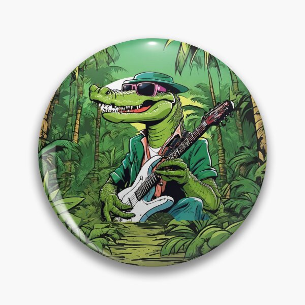Aperçu de l'œuvre WILD GUITARIST CROCODILE – crocodile guitariste – crocodile rockeur – musicien sauvage créée et vendue par Musicians-world.