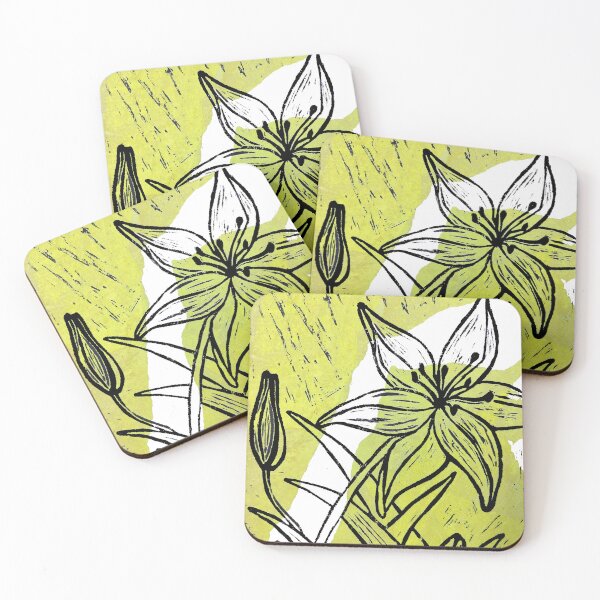Item preview, Daylily on Yellow - Linocut monoprint designed and sold by Jamie  Taylor.