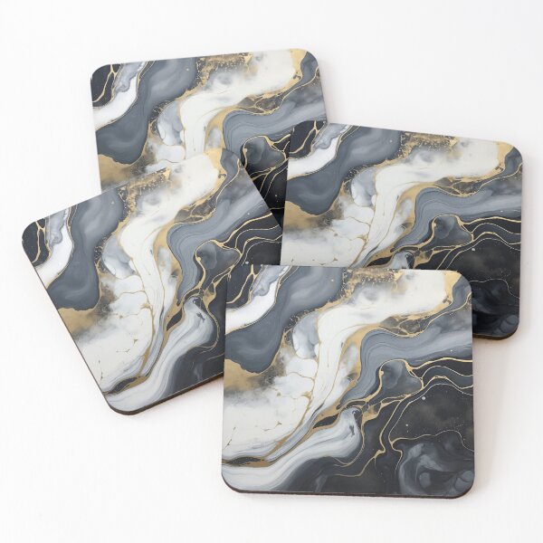Item preview, Flow Painting Marble Black White with Gold designed and sold by Artful3d.