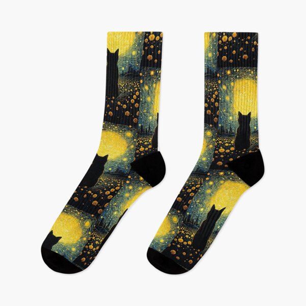 Item preview, Night Cat Among Yellow Flowers designed and sold by 3po3.