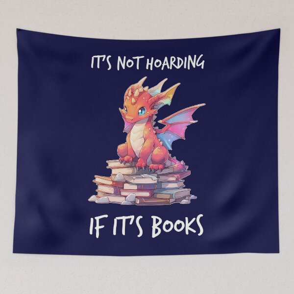 Item preview, Hoarding Happiness - Cute Dragon on Books designed and sold by SeraphineArts.