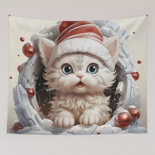 Item preview, Cute santa kitten with christmas balls designed and sold by Gatterwe.