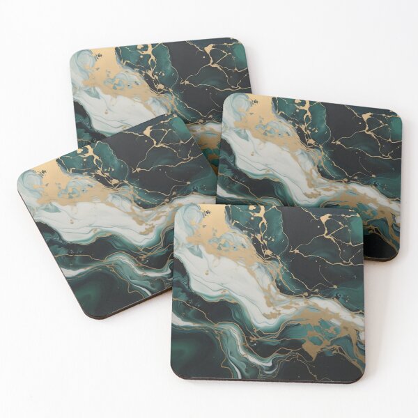 Item preview, Flow Painting Marble Green White with Gold designed and sold by Artful3d.