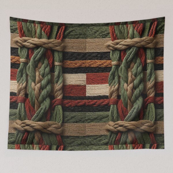 Item preview, Antique multicolor fabric rope imitation texture country style designed and sold by Carlos Gudino.