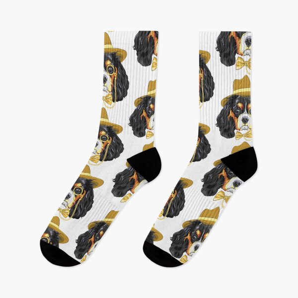 Item preview, Elegant and Fun Cavalier King Charles Spaniel Dog Face Pattern with Hat and Bowtie designed and sold by HeeShirt.