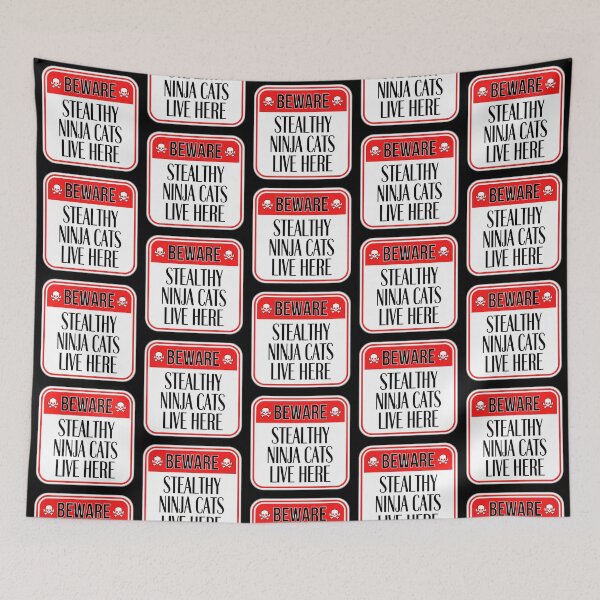 Item preview, BEWARE:  Stealthy Ninja Cats Live Here - funny warning signs designed and sold by DesignsFromTW-S.
