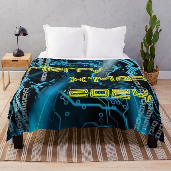 Item preview, Merry X'Mas 2024 Digital Circuit Blue designed and sold by ShioriArt Design.