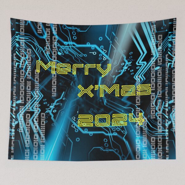 Item preview, Merry X'Mas 2024 Digital Circuit Blue designed and sold by ShioriArt Design.
