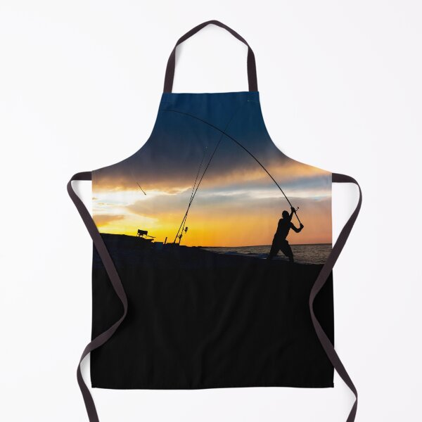 Item preview, Fisherman cast fishing rods on the seashore at a dramatic sunset. designed and sold by Yuri Hoyda.