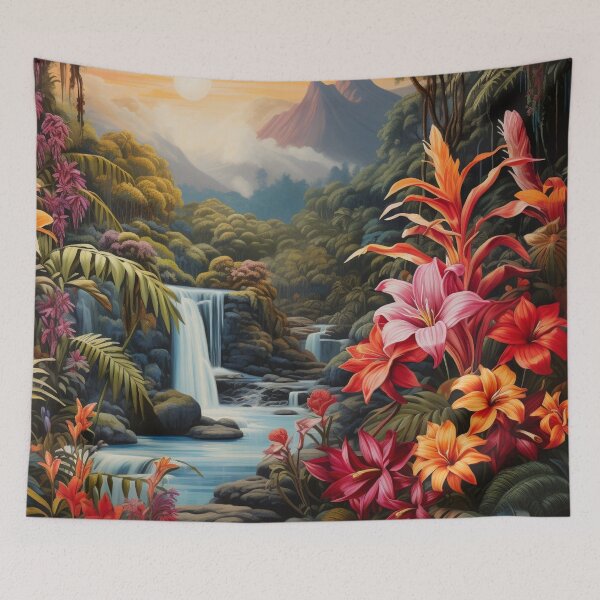 Item preview, Waterfall and Tropical Plants designed and sold by Myra365Art.
