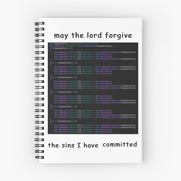 Item preview, Cursed Code "may the lord forgive the sins I have committed" meme designed and sold by Rainy-Racoon.