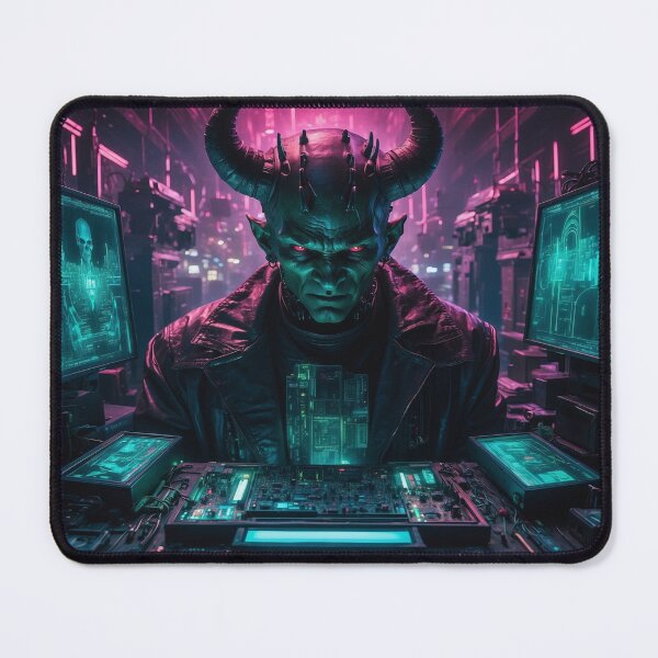Item preview, Dark Cyberpunk Temptation: The Devil's Presence in a Matrix of Tech Allure designed and sold by luminamatrixart.