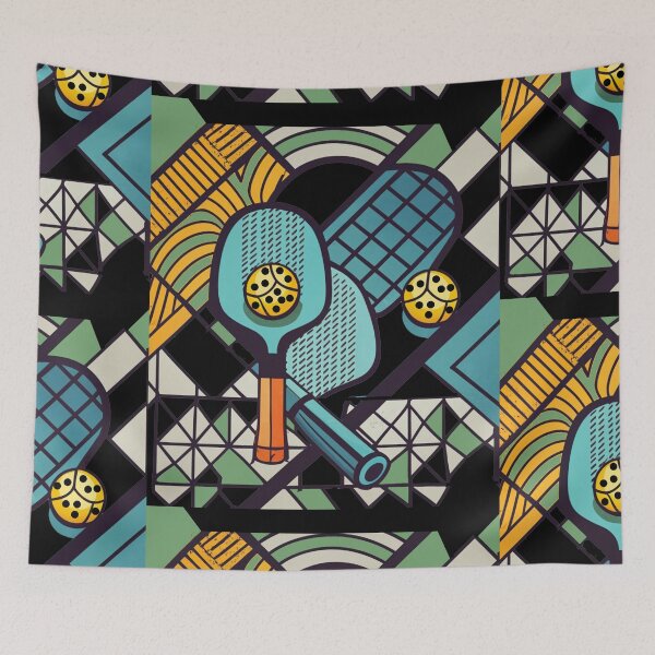 Item preview, Cool Pickleball Paddles and balls and Net Abstract Art designed and sold by Nature's Fancy.
