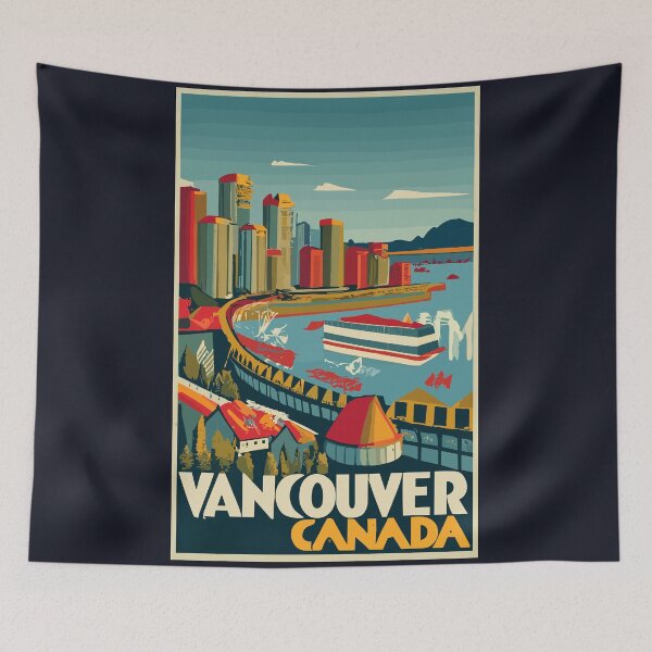 Item preview, A Vintage Travel Art of Vancouver - Canada  designed and sold by GoodOldVintage.