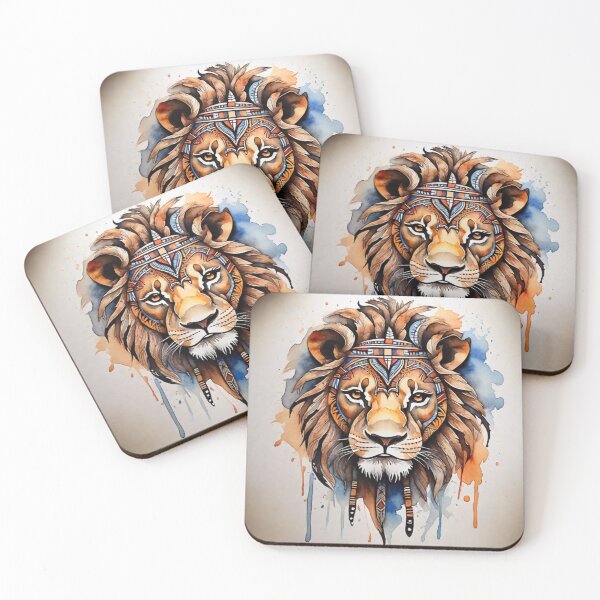 Item preview, lion tribal watercolor designed and sold by shokA Design.