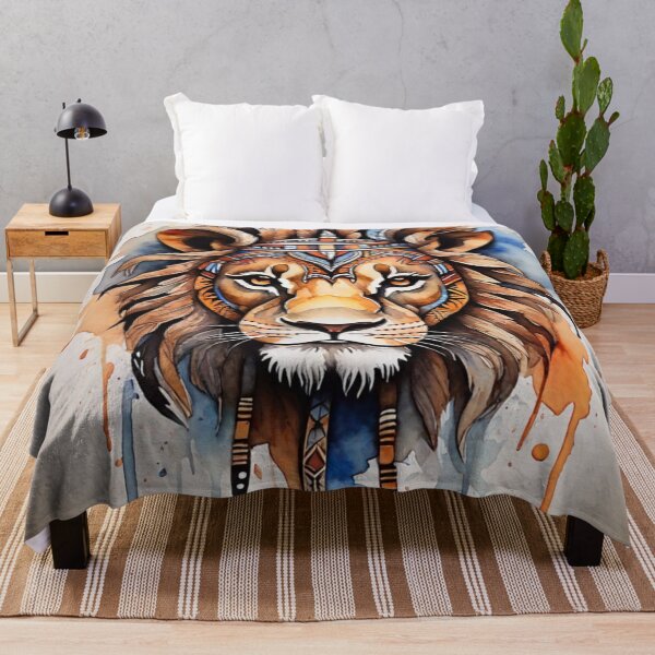 Item preview, lion tribal watercolor designed and sold by shokA Design.
