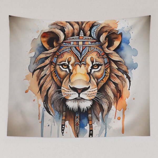 Item preview, lion tribal watercolor designed and sold by shokA Design.