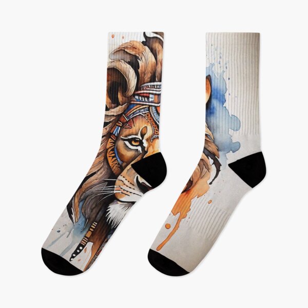 Item preview, lion tribal watercolor designed and sold by shokA Design.
